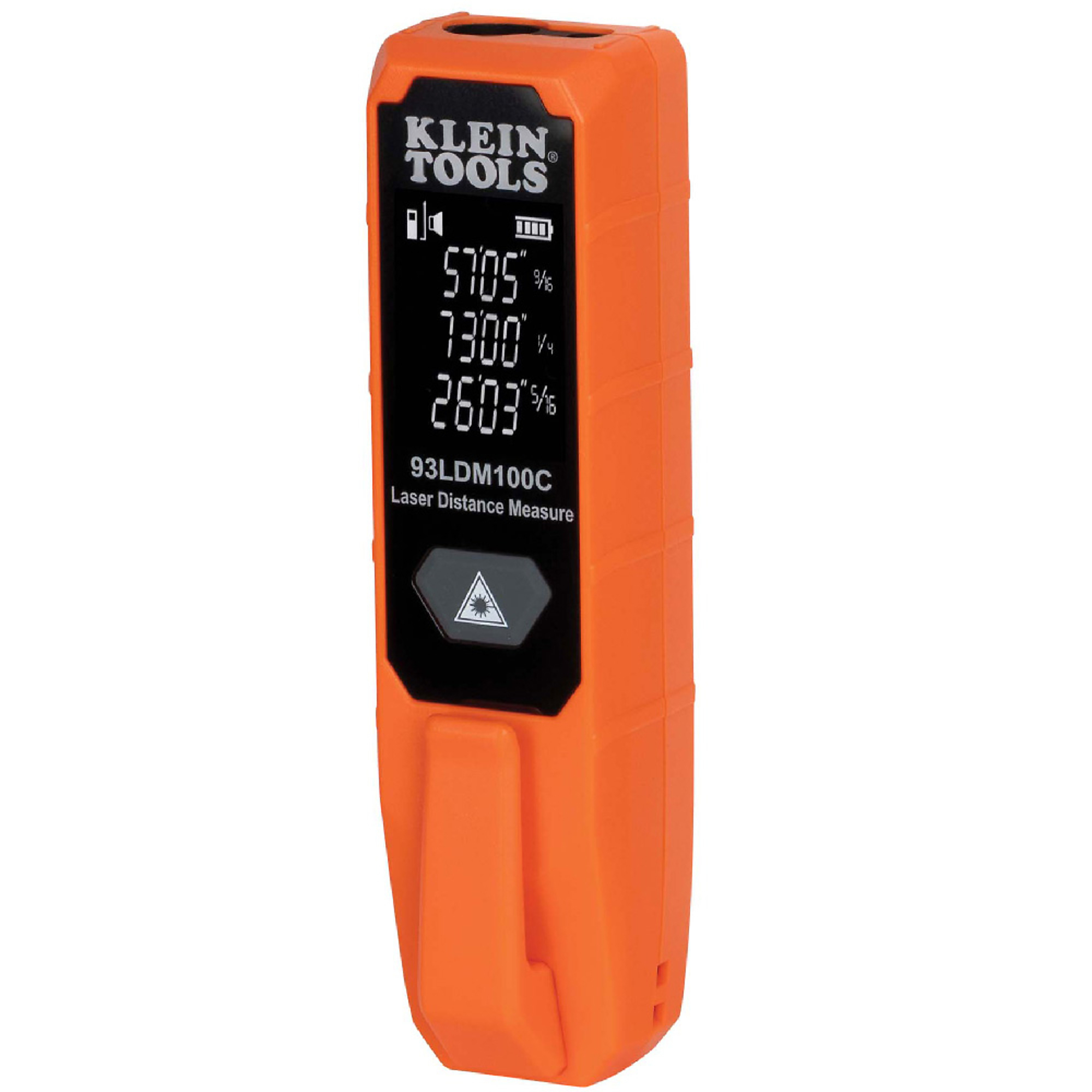 Klein Tools, Compact Laser Distance Measure, Max. Measuring Distance 100 ft, Accuracy 0.13 in, Model# 93LDM100C